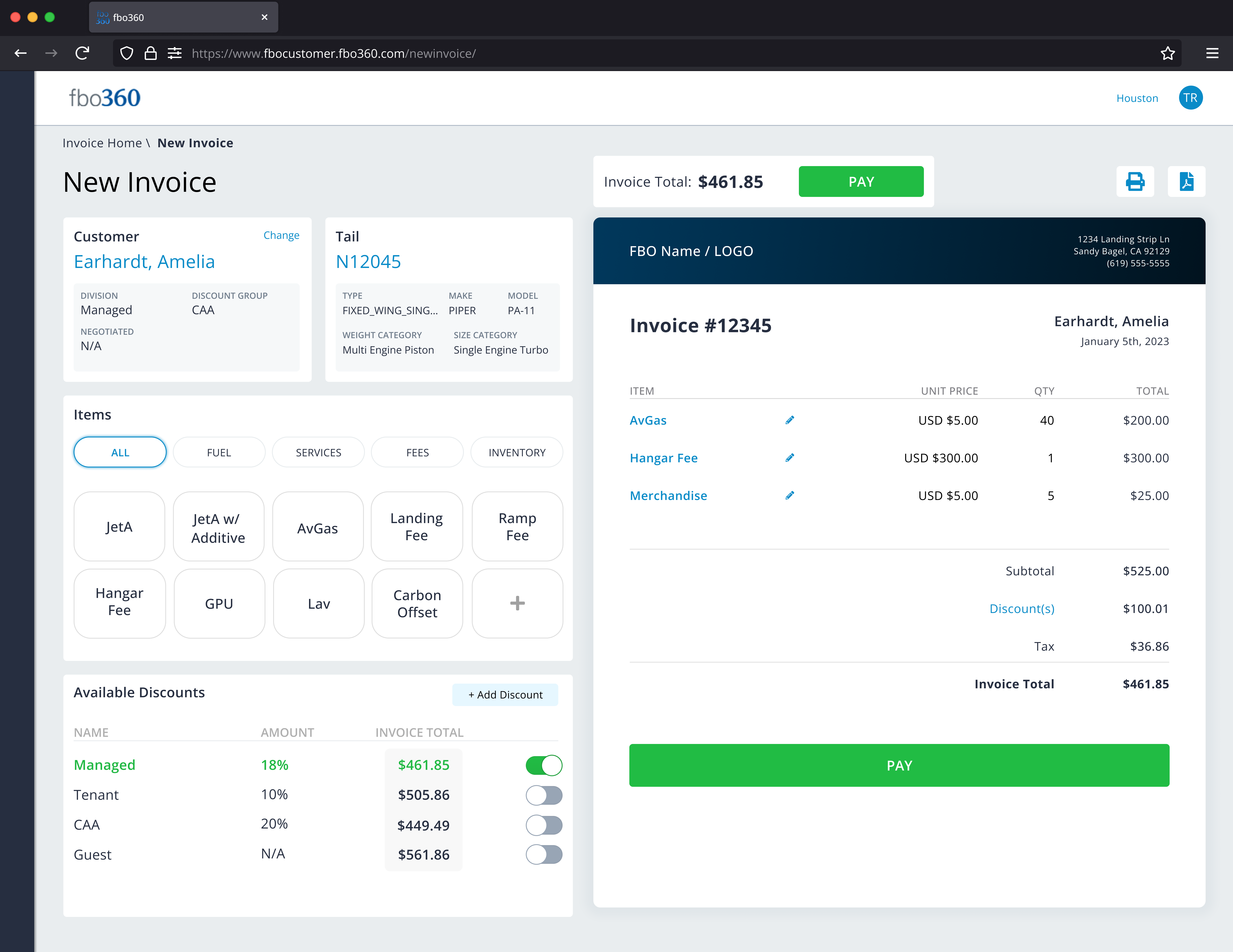 Mid-fidelity wireframe of the redesigned invoice layout.
