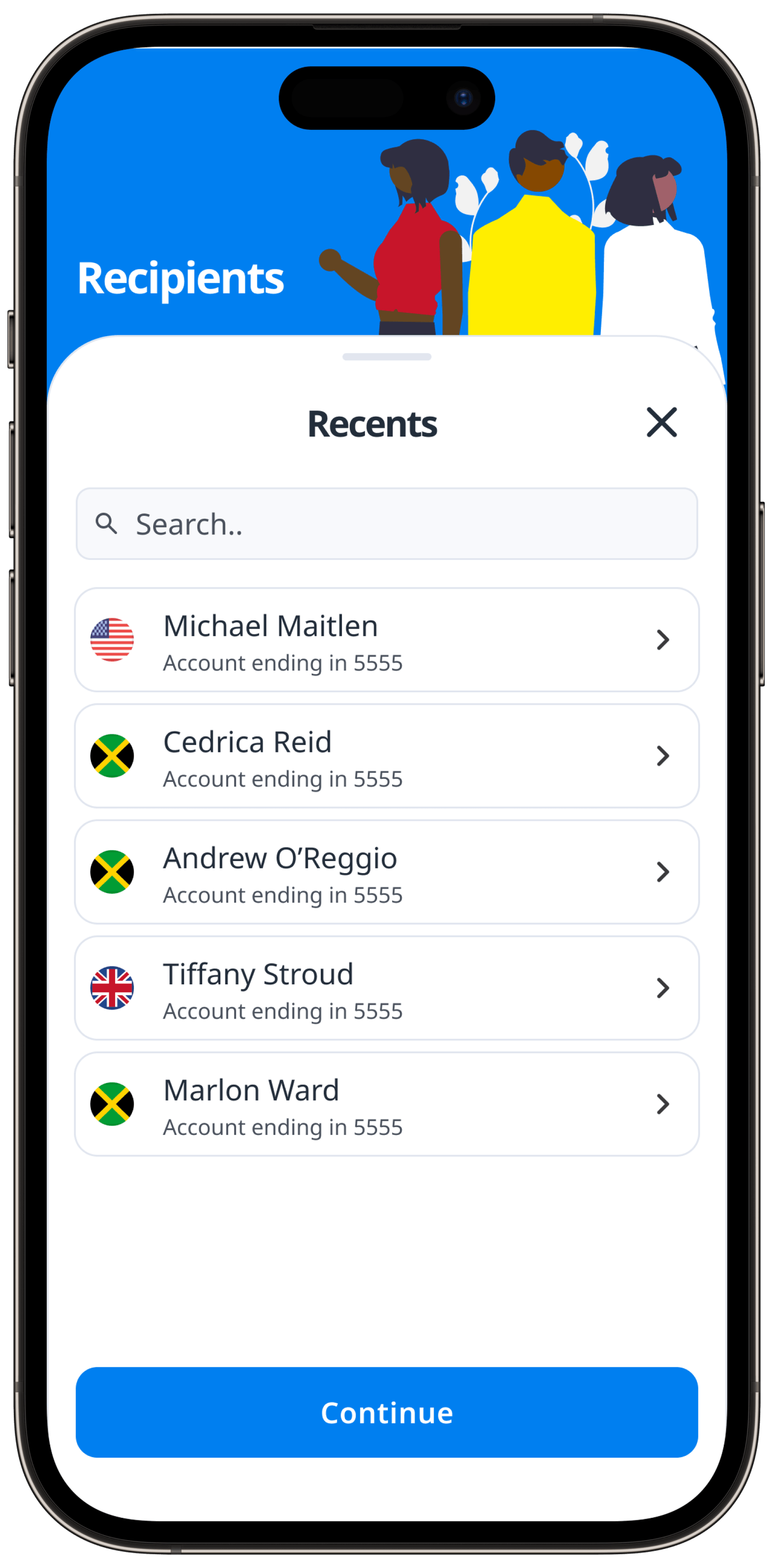 Recipients, recents.